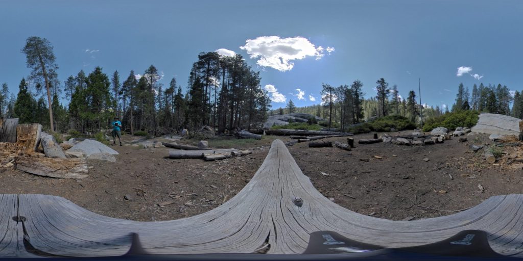 This is a 360-degree image of the fire ring in the Boucke Campsite at Camp Wolfeboro.