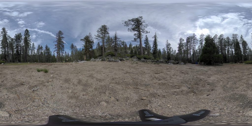 This is a 360-degree image of the west end of the Cliff Campsite at Camp Wolfeboro.