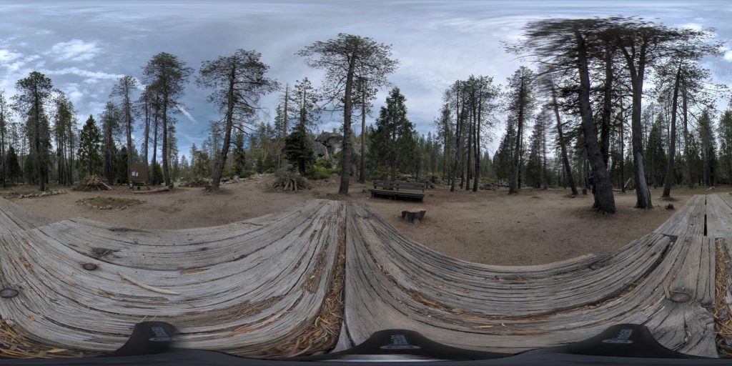 This is a 360-degree image of the central part of Cliff Campsite at Camp Wolfeboro.