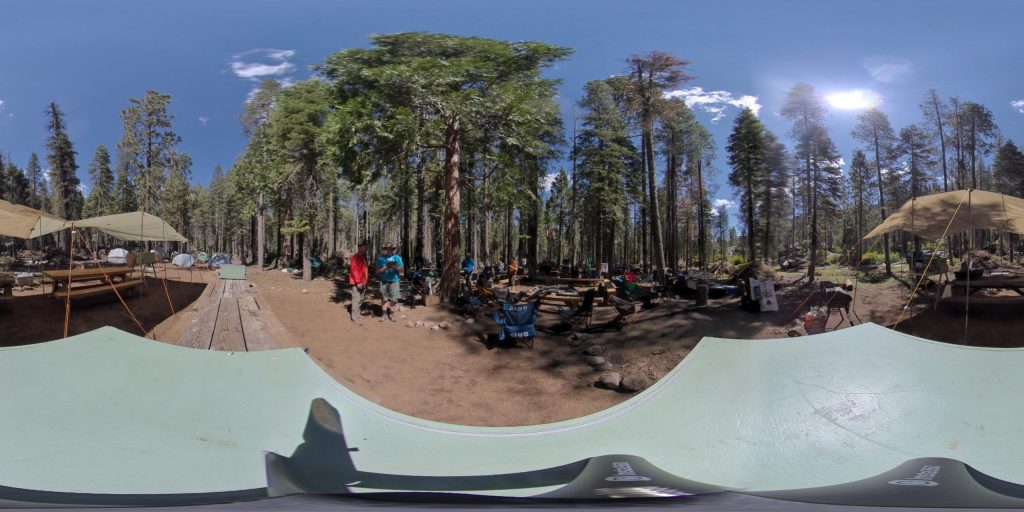 This is a 360-degree image of the main White Fir campsite at Camp Wolfeboro.